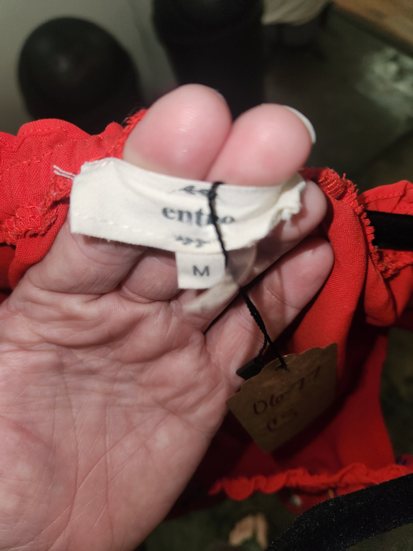 Entro Embroidered Red Off Shoulder Top Medium